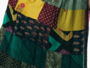 Boho Patchwork Rayon Maxi Skirt - Green