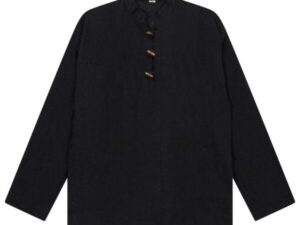 Unisex Long Sleeve Natural Cotton Shirt - Black