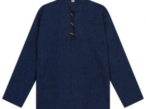 Unisex Long Sleeve Natural Cotton Shirt -Navy